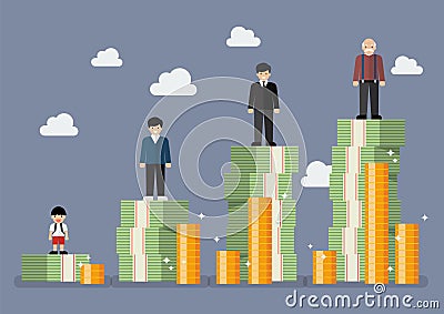 Businessman with retirement money plan Vector Illustration