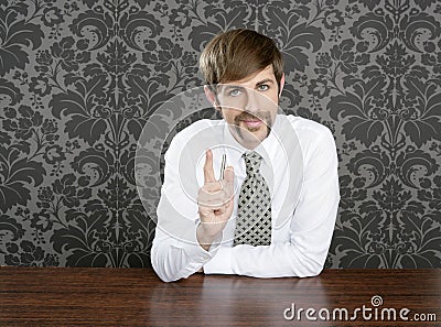 Businessman retro on office table salesperson Stock Photo