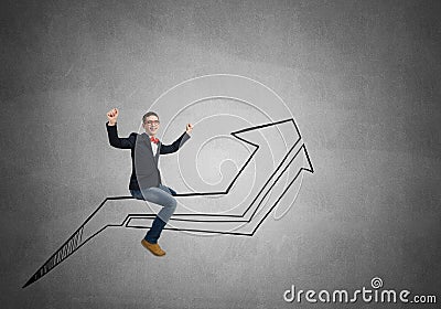 Businessman ride arrow Stock Photo