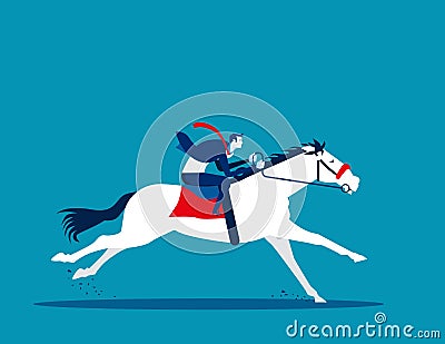 Businessman ride a horse. Concept business vector illustration. Vector Illustration