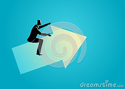 Businessman riding an arrow graph Vector Illustration