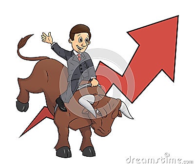 Businessman is riding bull 3 Vector Illustration