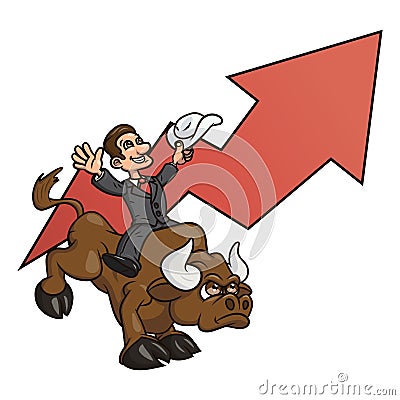 Businessman is riding bull 4 Vector Illustration