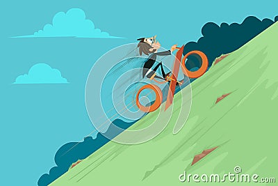 Businessman Riding Percentage Cycle Vector Illustration