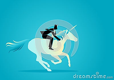 Businessman riding a unicorn Vector Illustration