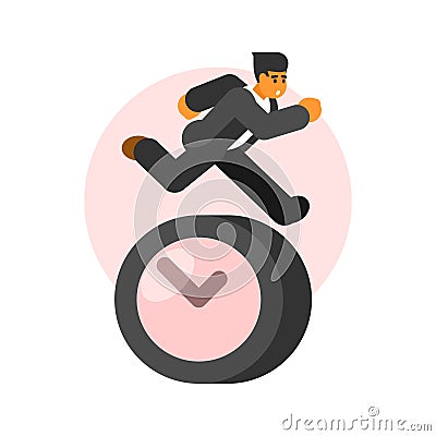Businessman riding a unicycle. Vector illustration in flat style. Cartoon Illustration