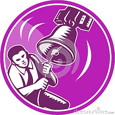 Businessman Ringing Liberty Bell Vector Illustration