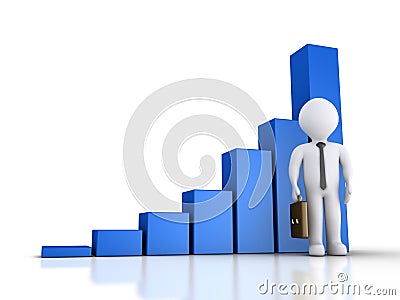 Businessman with a rising graphic chart Stock Photo