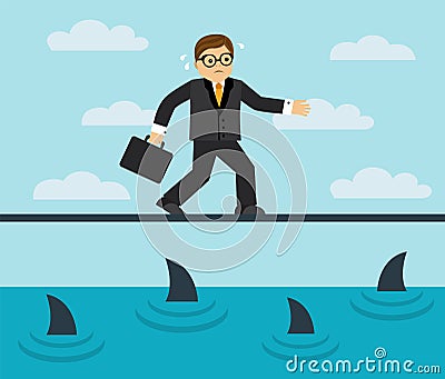 Businessman risks and fears Vector Illustration