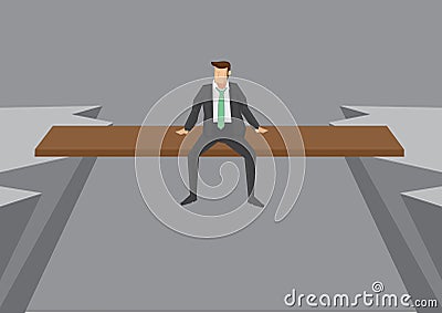 Businessman on Risky Position Conceptual Vector Illustration Vector Illustration