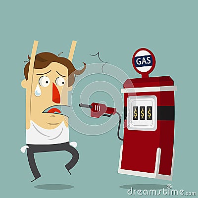 Businessman rob by gas station. Vector Illustration
