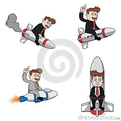 Businessman Rocket Collection Color Illustration Design Vector Illustration