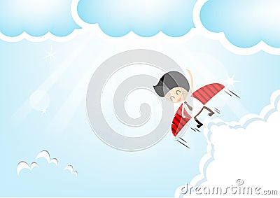 Businessman rocket flying the sky Stock Photo