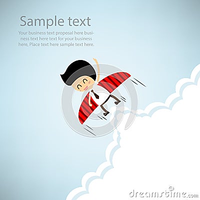 Businessman rocket flying with wings Stock Photo