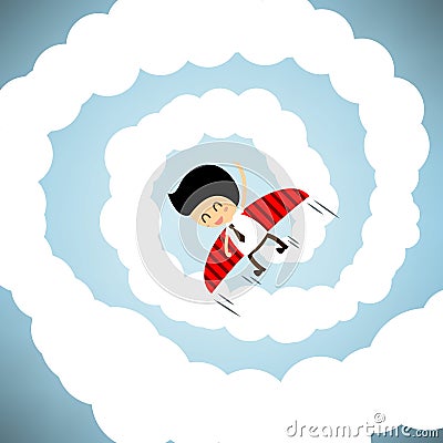 Businessman rocket flying with wings Stock Photo