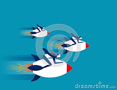 Businessman rocket rides. Concept business success vector. Vector Illustration