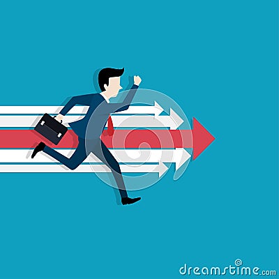 Businessman run vision and target Vector Illustration