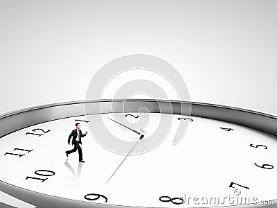 Businessman runing in clock Stock Photo