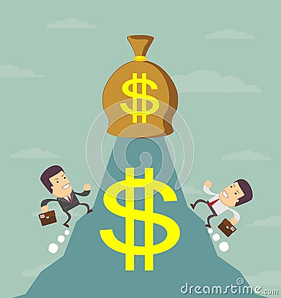 Businessman is runing to get the money Vector Illustration