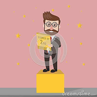 Businessman Runner Up Podium Color Illustration Vector Illustration