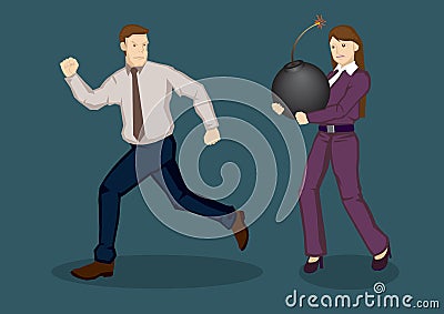 Businessman Running Away from Trouble Vector Illustration Vector Illustration