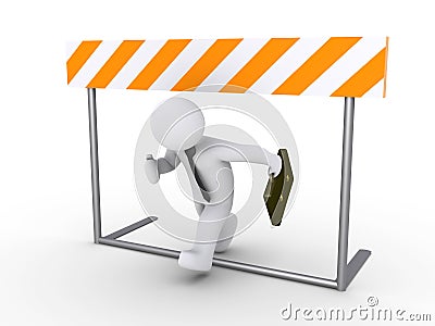 Businessman running below obstacle Stock Photo