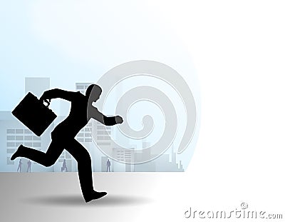 Businessman Running With Briefcase Cartoon Illustration