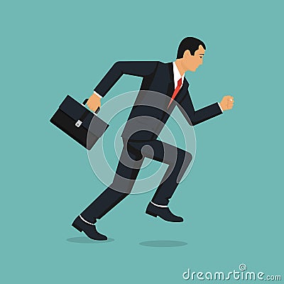 Businessman running with briefcase Vector Illustration