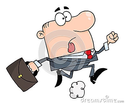 Businessman running carrying a briefcase to work Vector Illustration