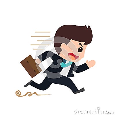 Businessman running commitment cartoon Vector Illustration