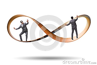 Businessman running on the endless loop Stock Photo