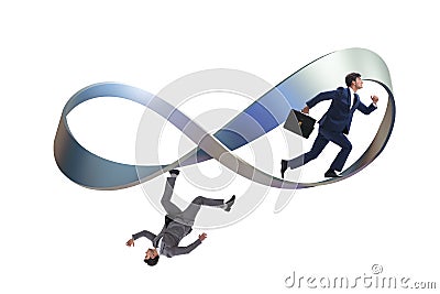 Businessman running on the endless loop Stock Photo