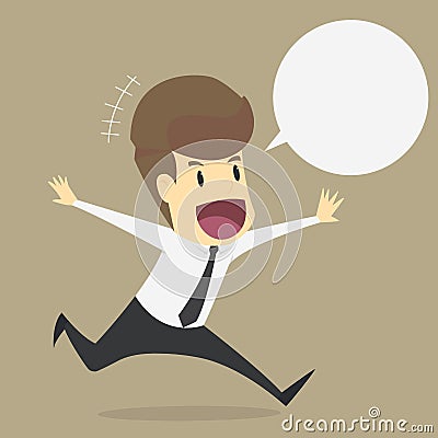 A Businessman running with the good mood Vector Illustration