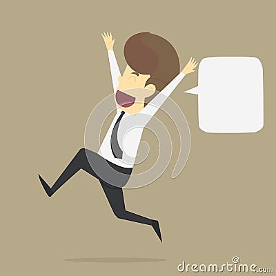 A Businessman running with the good mood Vector Illustration