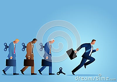 Businessman running after his winder released Vector Illustration