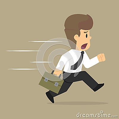 Businessman running hurry or late time Vector Illustration