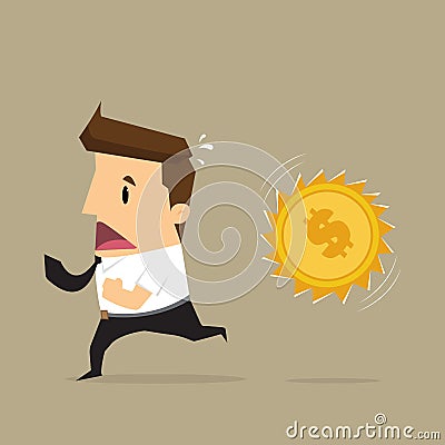 Businessman running Money attack Vector Illustration