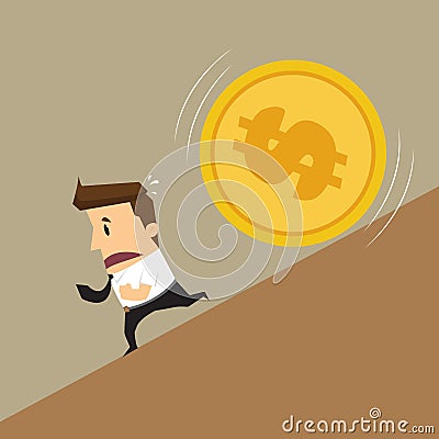 Businessman running Money attack Vector Illustration