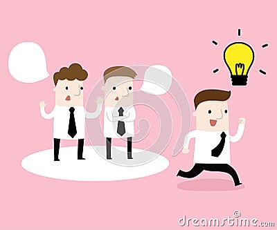 Businessman running to outside the comfort zone Vector Illustration