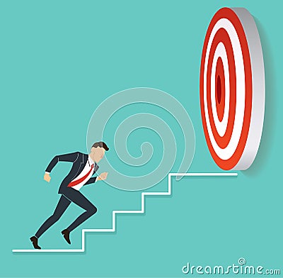 Businessman running to target archery. business concept vector Vector Illustration