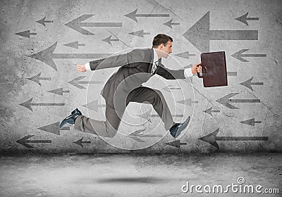 Businessman runnung fast, side view Stock Photo