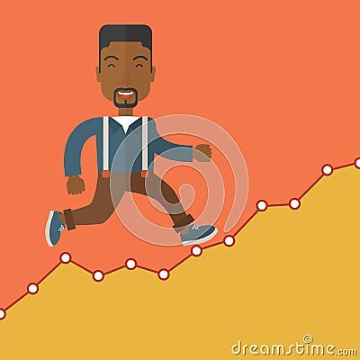 Businessman runs up the hill Vector Illustration