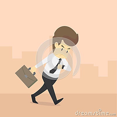 A businessman rushed to work Vector Illustration