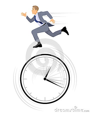 Businessman rushing on white Vector Illustration