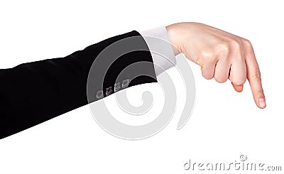 Businessman's finger pointing or touching Stock Photo