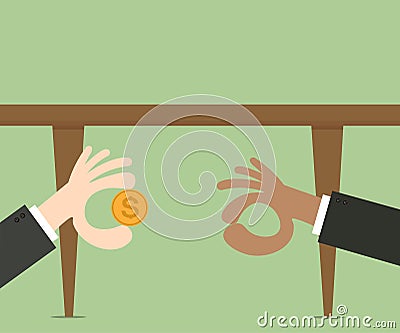 Businessman's hand giving money banknotes to each other. Cartoon Illustration