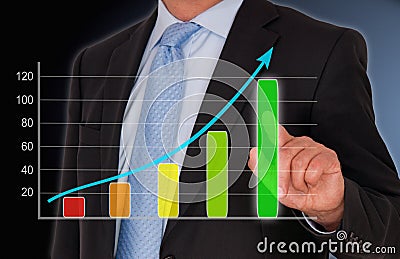 Businessman with sales graph Stock Photo