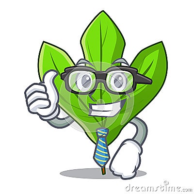Businessman sassafras leaf in the cartoon stem Vector Illustration
