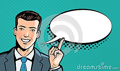 Businessman says. Business concept. Pop art retro comic style. Cartoon vector illustration Vector Illustration