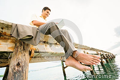 Businessman By The Sea Stock Photo